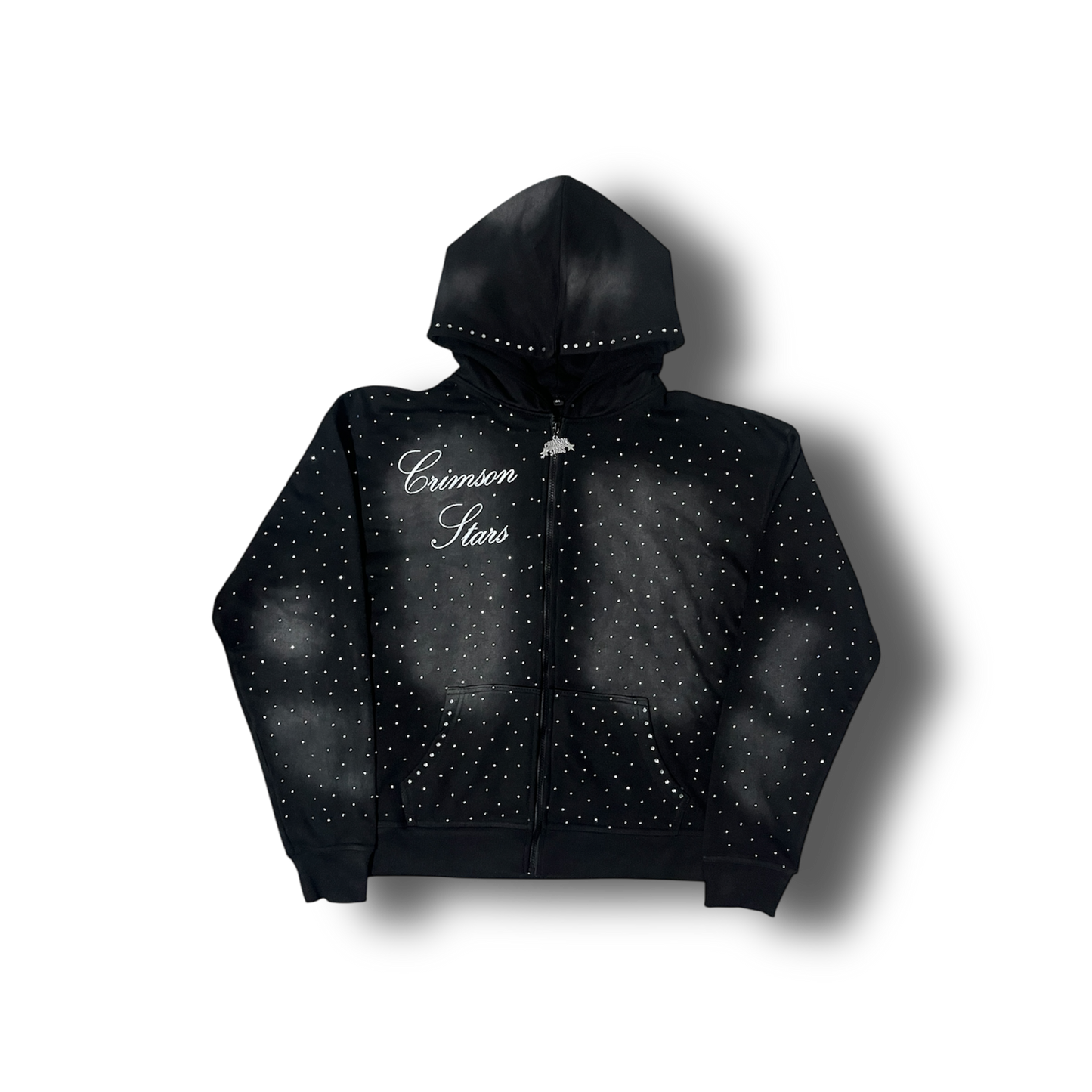 STONE BLACK BLINGED UP ZIP - Crimson Stars