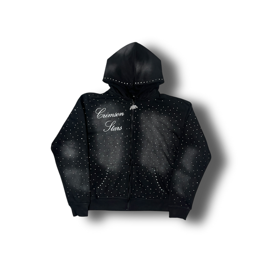 STONE BLACK BLINGED UP ZIP - Crimson Stars