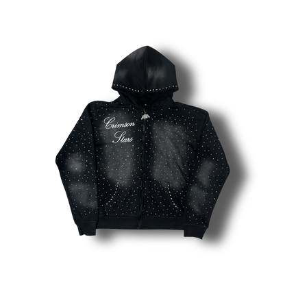 STONE BLACK BLINGED UP ZIP - Crimson Stars